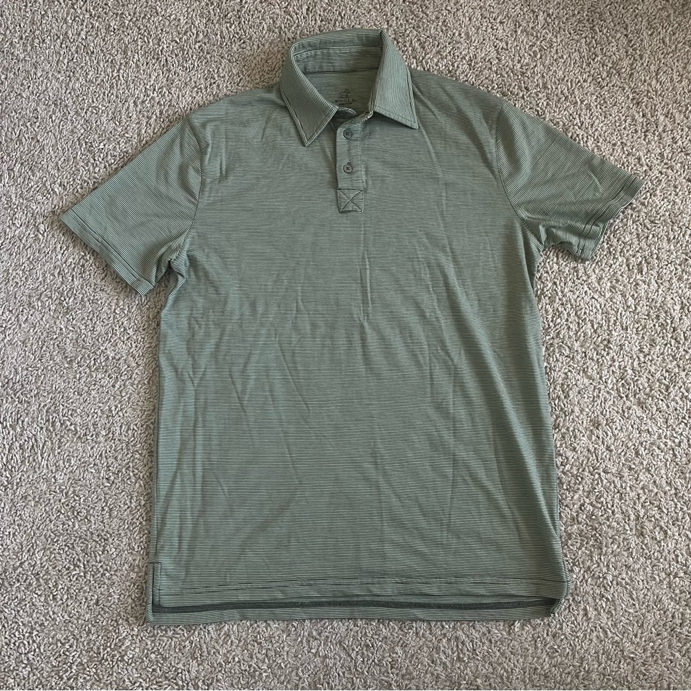 Woolx Preston Short Sleeve Striped Merino Wool Polo